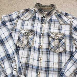 Freedom‎ Foundry Shirt Men M Plaid Snap Lightweight Western Preppy Workshirt